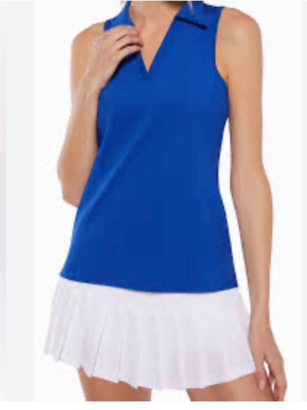 Marika Royal Blue Sleeveless Polo Tank